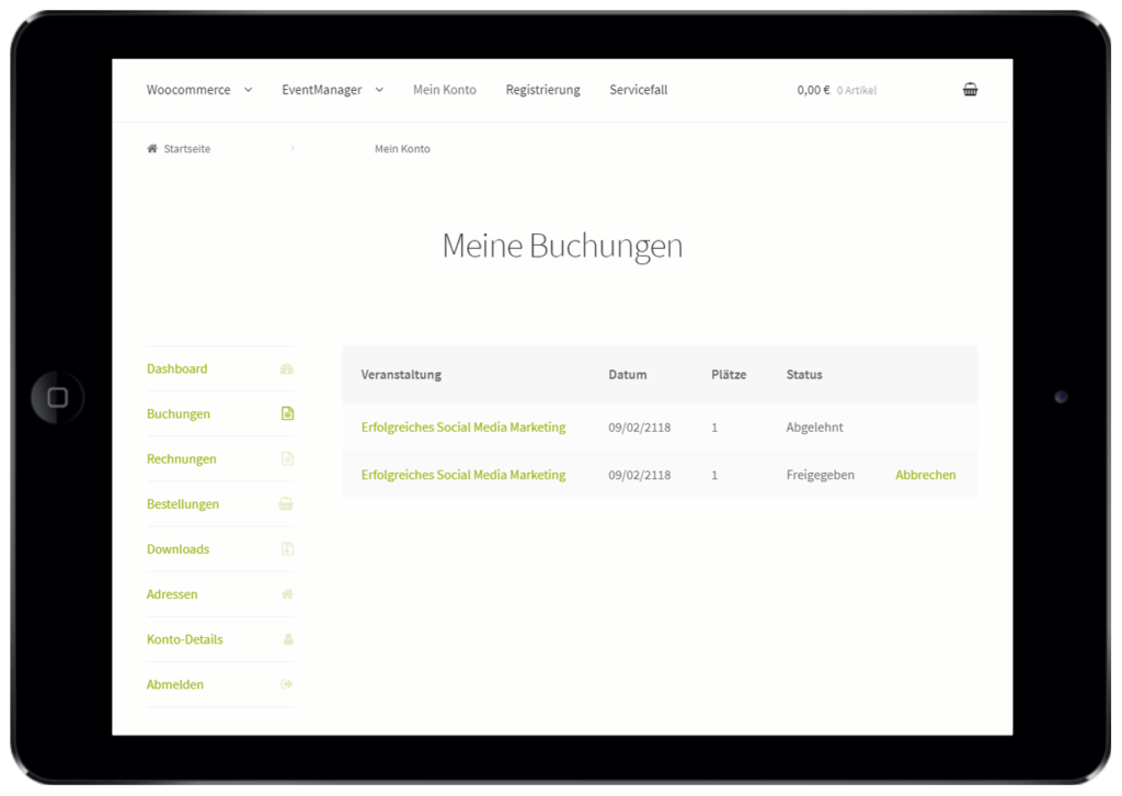 Self-Service-Portal für Events