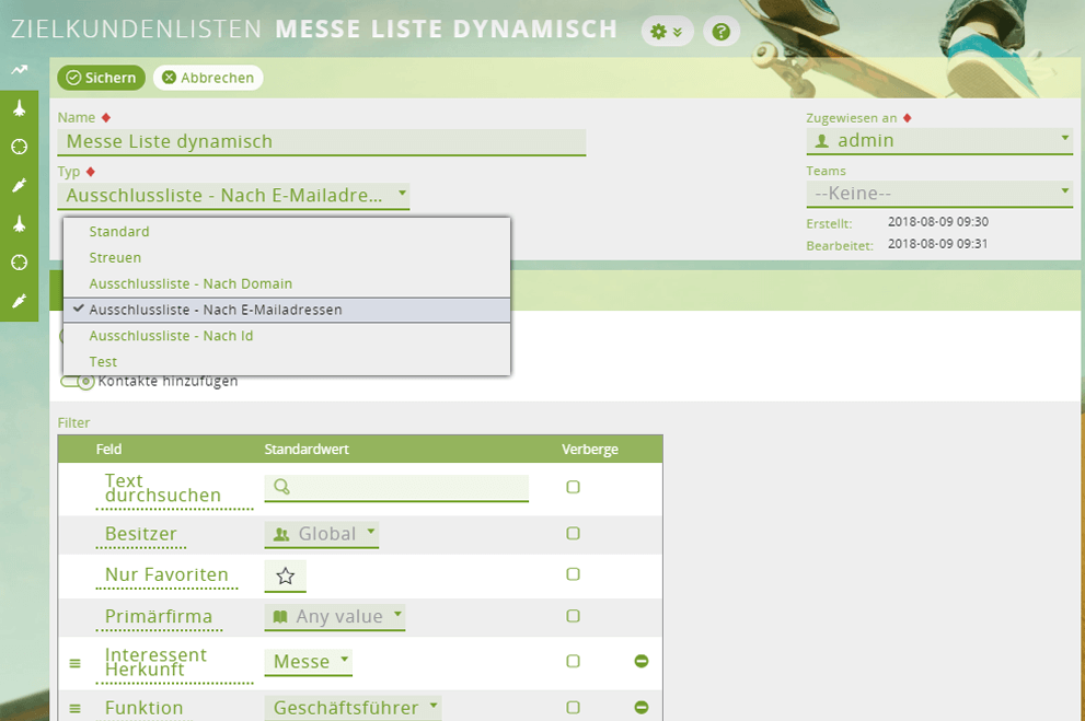 Messeliste dynamisch erstellen im CRM