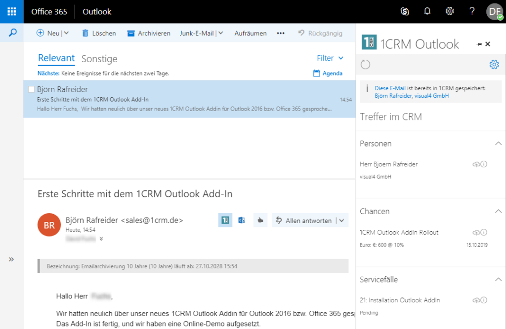 CRM Outlook Add-In