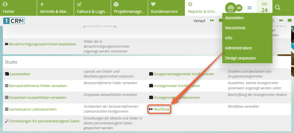 How-to: Workflow-Funktion in der Administration