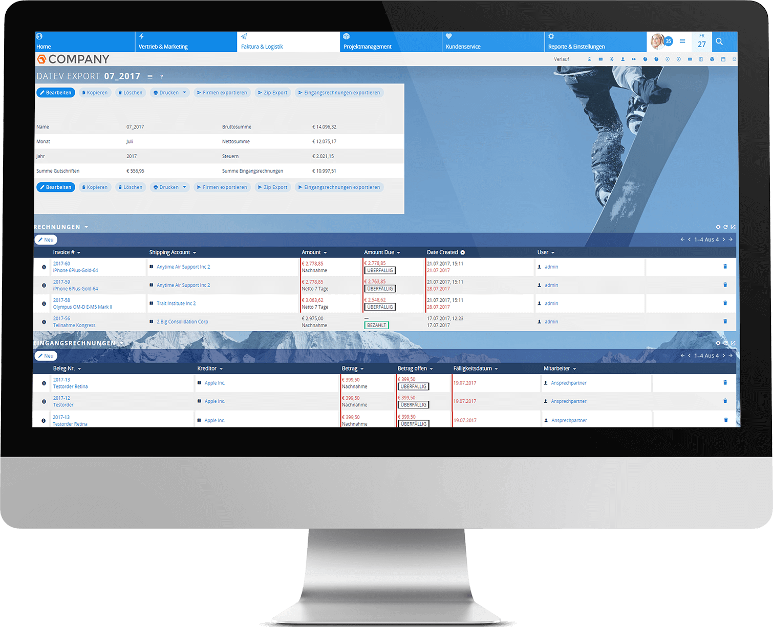 Datev-Export mit dem CRM-System