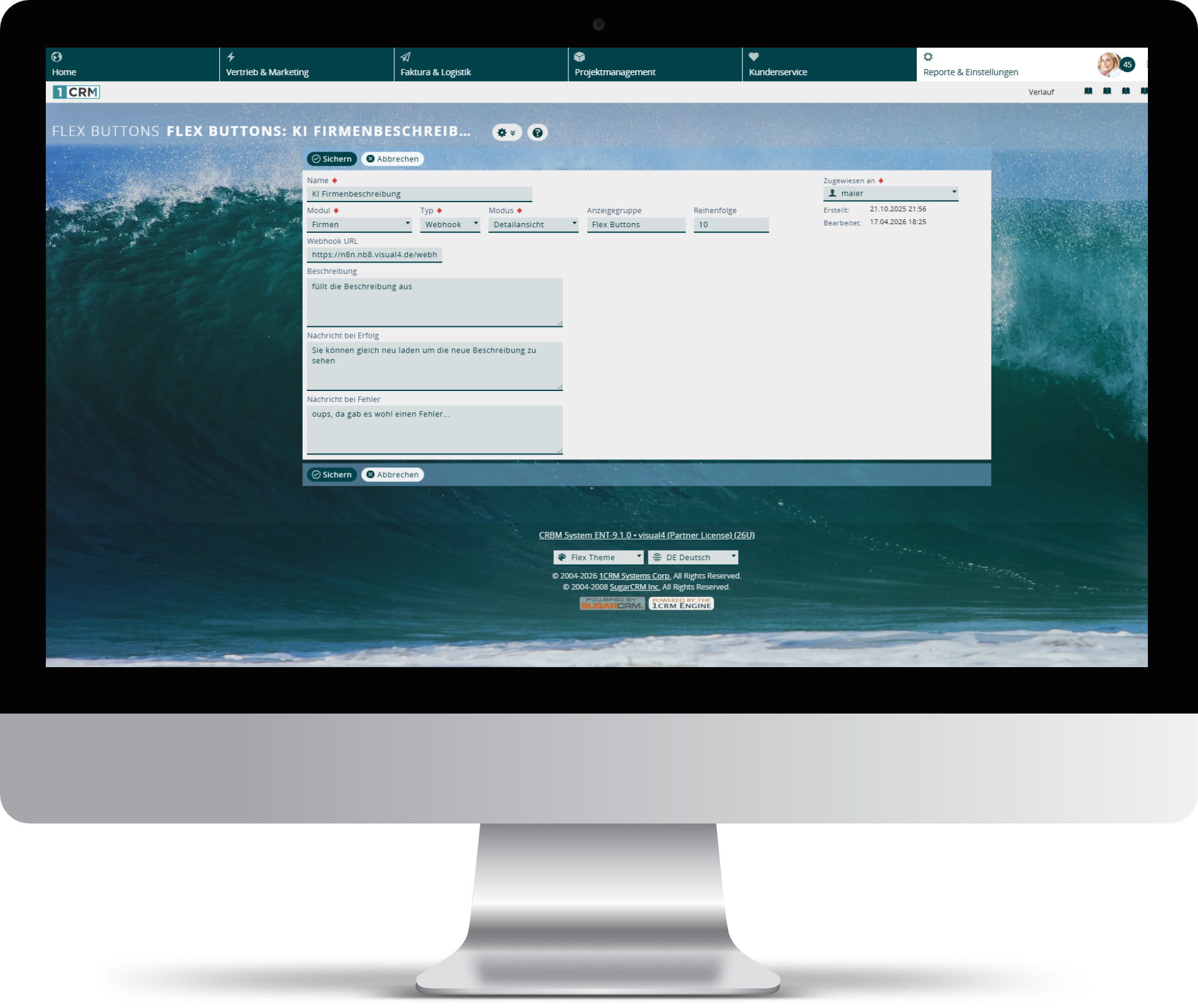 CRM Private KI: Erstellung individueller Schaltflächen mit Anbindung an n8n