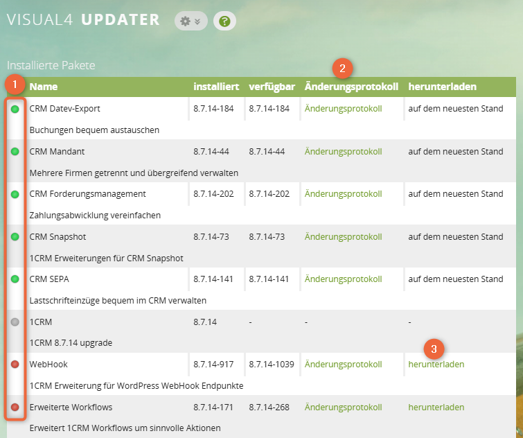 1CRM: Überblick über den Update Service