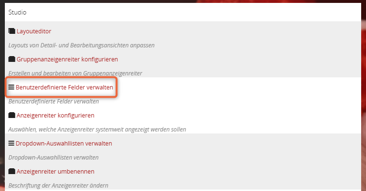 1CRM: Weihnachtsdropdownliste den Chancen zuordnen