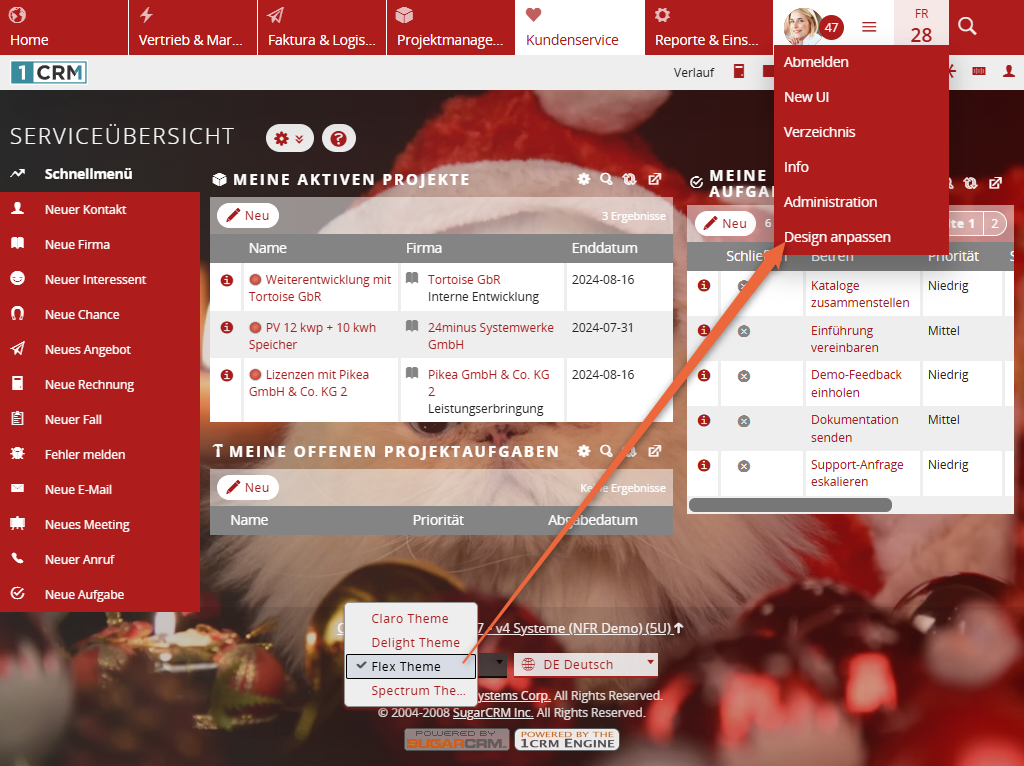 1CRM: Weihnachten mit dem passenden Theme