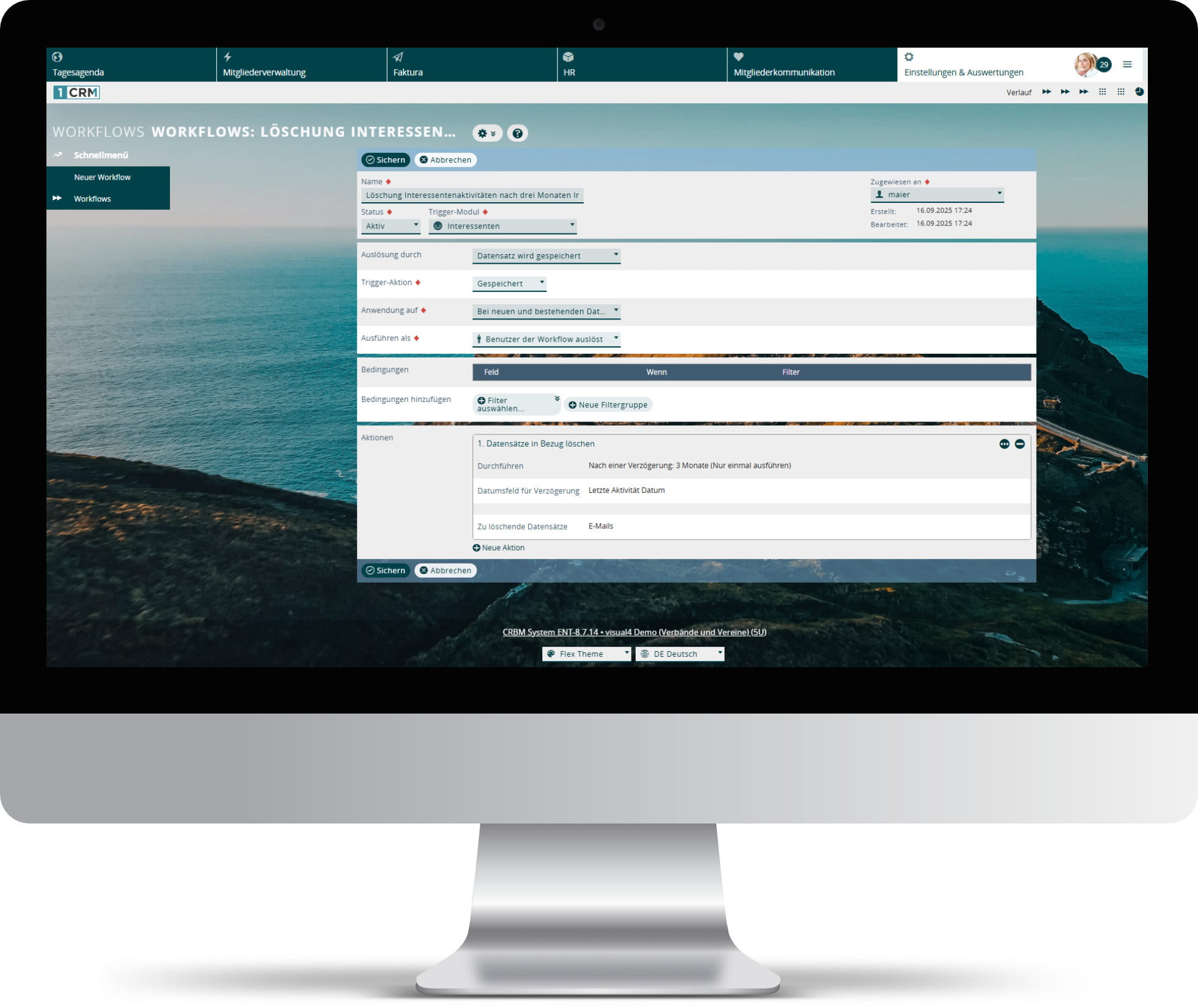 CRM Workflow: Daten in Bezug löschen nach einer Frist