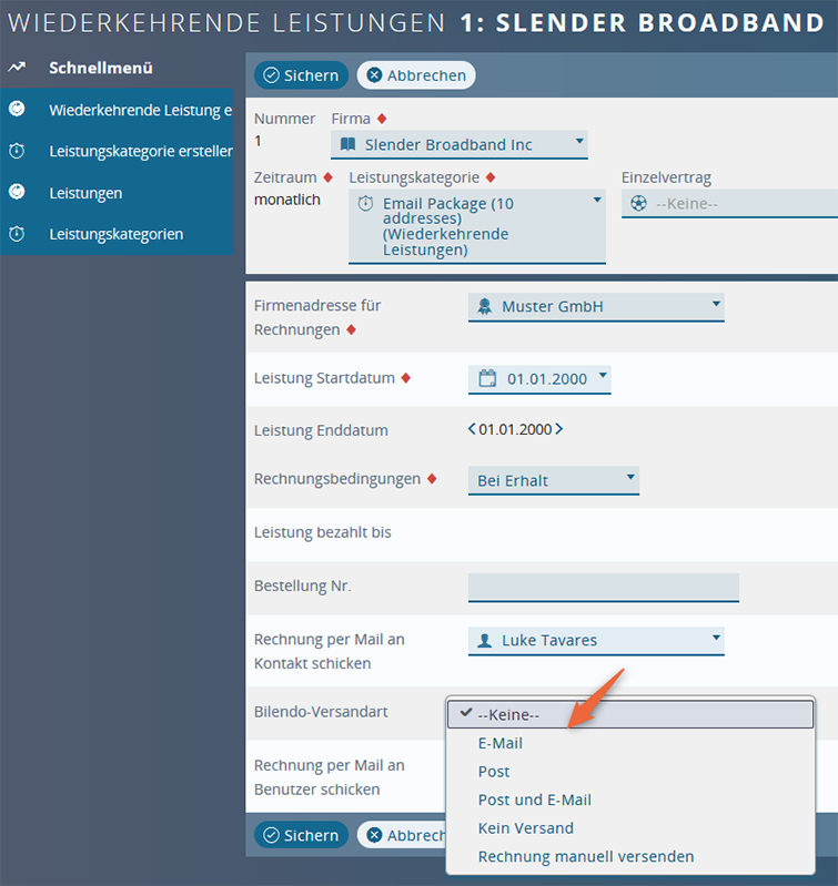 1CRM: Wiederkehrende Leistungen mit Bilendo