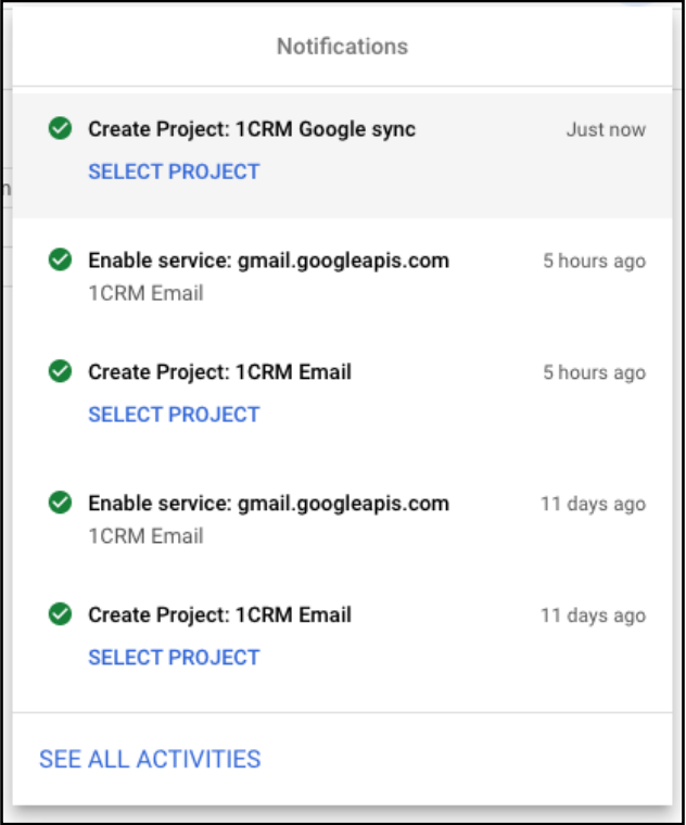 Google: Neues Projekt Notification