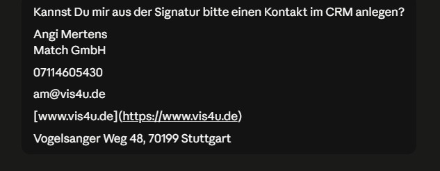 Mit dem KI-Chat einen Kontakt anlegen