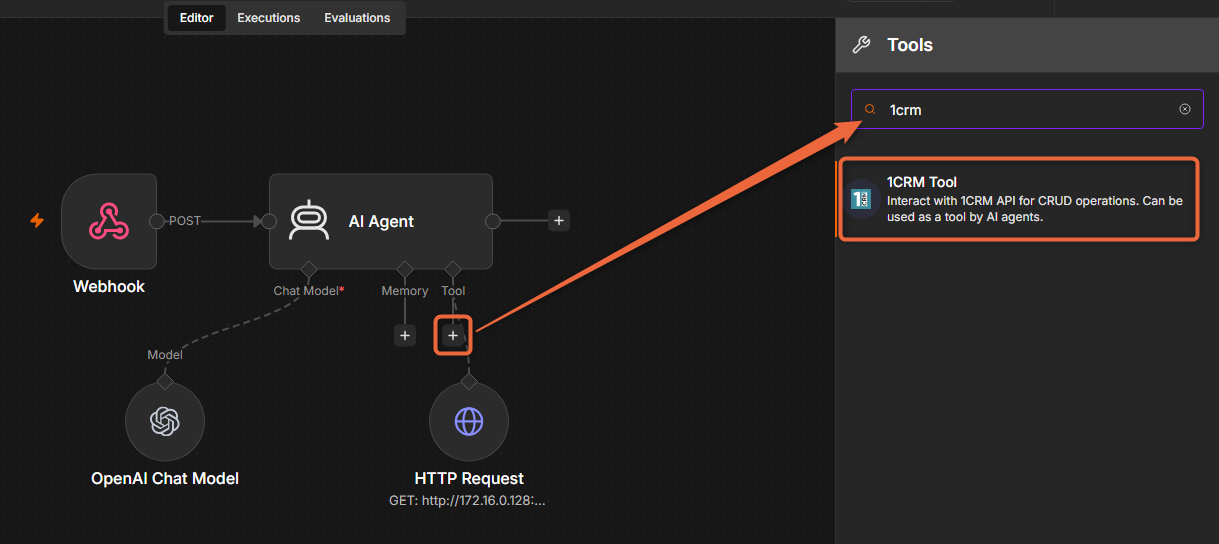 n8n: 1CRM als Tool integrieren