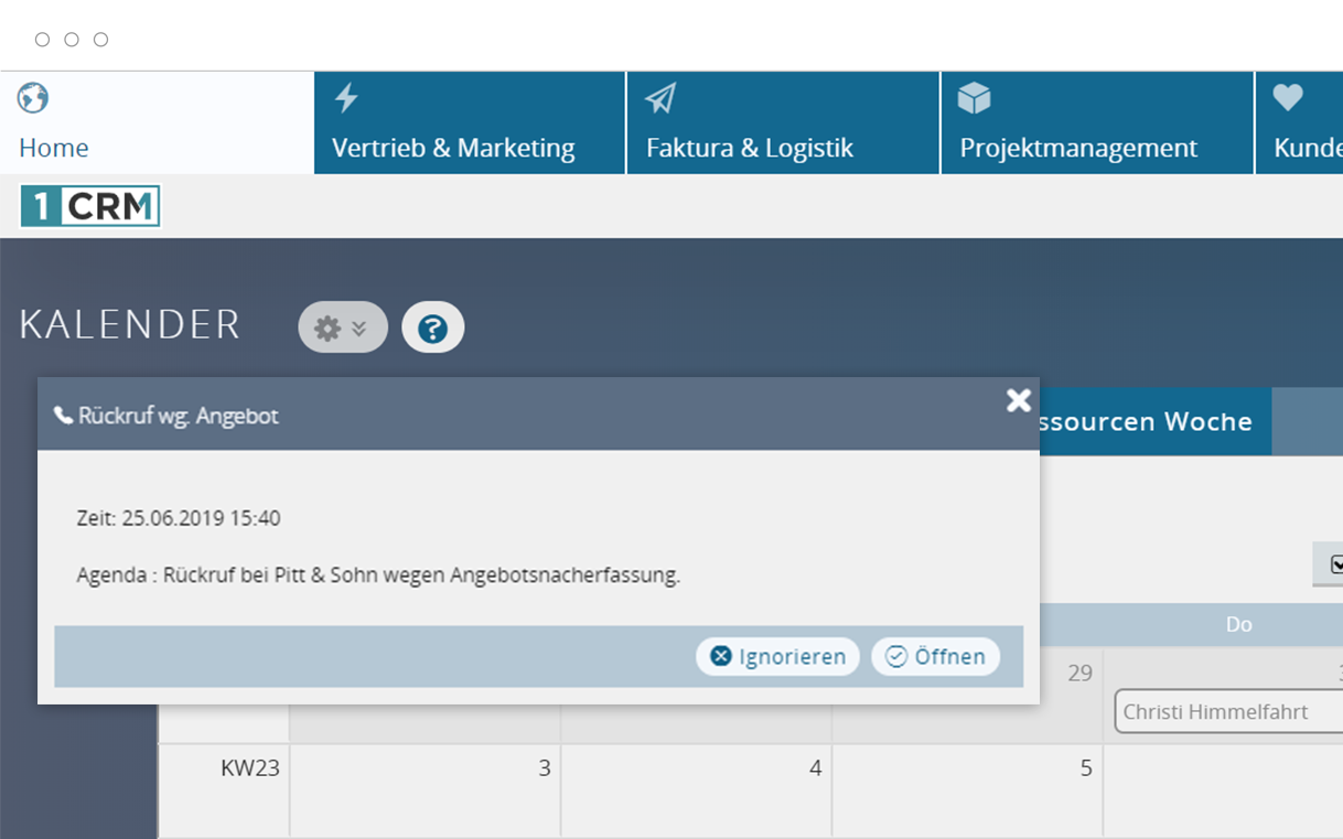 Terminkalender Kundenverwaltung