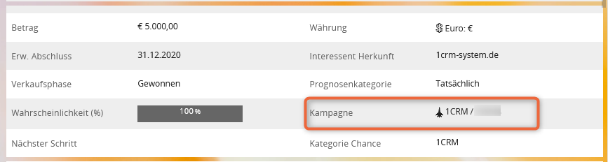 Vertriebschance Kampagne zuweisen